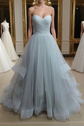 A-Line Sweetheart Neck Grey Semi Formal Prom Dresses, Formal Dresses, Grey Wedding Dresses